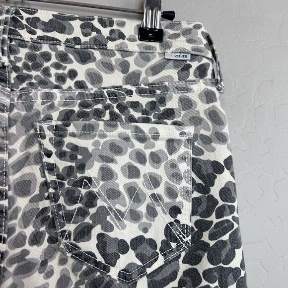 Mother Jeans Womens 25 Mid Rise Dazzler In Play Date Cheetah Cream Black - Picture 7 of 11